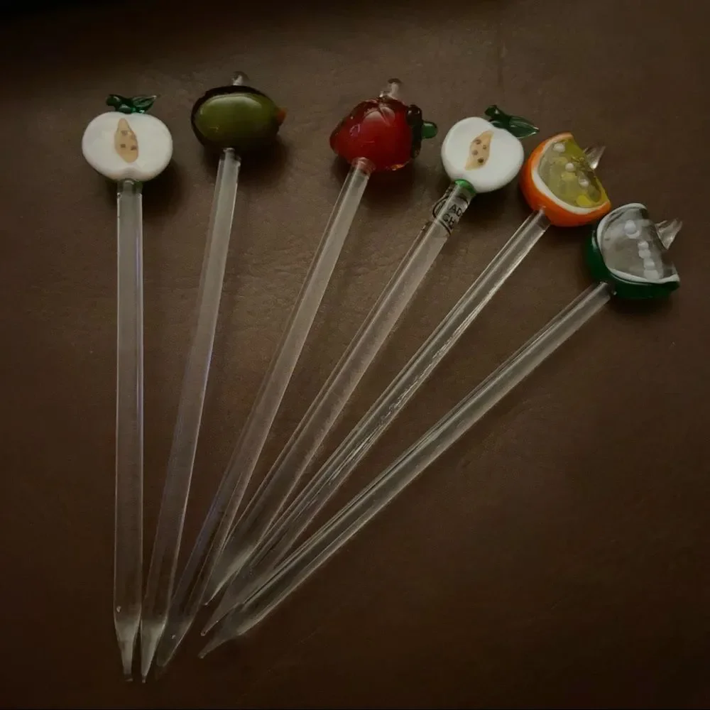 Various Glass drink stirrers and spears 10 Vintage - excellent condition